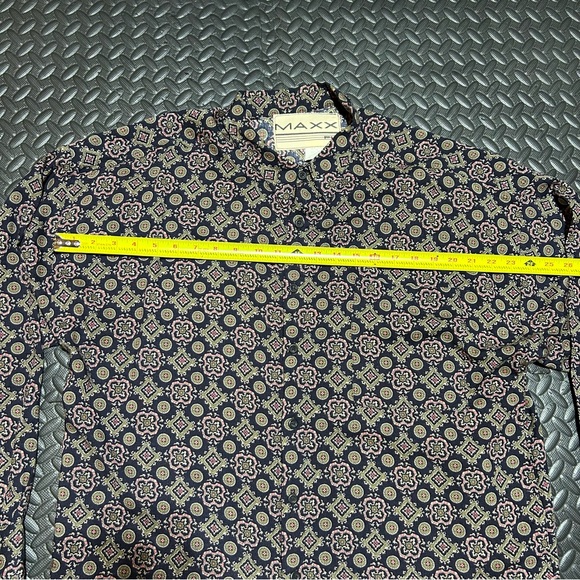 Vintage MAXX FM Shirt Mens Size Large Geometric Abstract Print Rayon Top 90s USA - Picture 7 of 10
